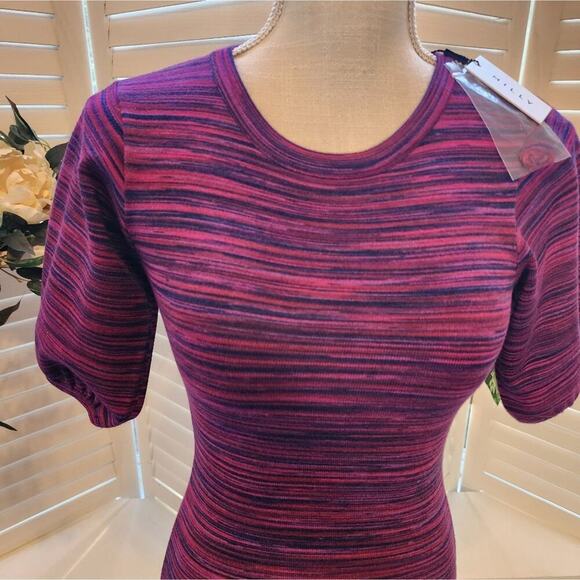 MILLY NEW MARLED PURPLE CASUAL SWEATER DRESS SIZE P - Picture 3 of 8